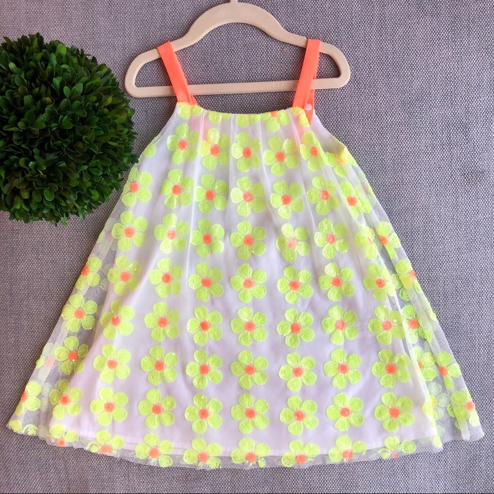 Never worn! Bright Sequin Floral Swing Dress